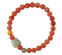 Regalos para mujeres, Pulsera de ágata roja natural, pulsera de tigre con animales del zodíaco, amuleto de jade, talismán de chakras Reiki, pulsera de cristal vintage con piedras preciosas for mujer(R