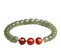 Regalos para mujeres, Pulsera de animales del zodíaco chino, pulsera de cristal de ágata roja, amuleto de buena suerte, joyería vintage for meditación for mujer, blanco, conejo, cerdo, cabra(Green-Ox