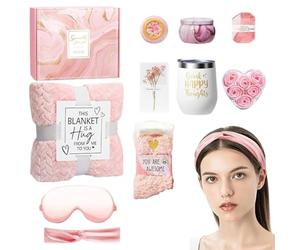 Regalos Para Mujeres - Sets De Cuidado De La Piel | Paquete De Autocuidado | Set De Cuidado Personal Para Mujeres | Kit De Spa Y Autocuidado Con Manta De Franela | Relajación De Lujo Para Mamá Su Amig