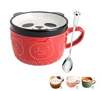 Regalos para mujeres, tazas de café kawaii panda con tapas, regalos de cumpleaños de Navidad para niñas, amigos, niños, taza de té de cerámica de animales novedosos, juego de platillos de postre