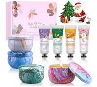 Regalos para Mujeres y Hombres - Velas Aromáticas Set de Regalo 4 x 90 g | Set de Crema de Manos 4 x 30 g, Pequeños Objetos Regalos para Navidad, Colegas, Mamá, Novia