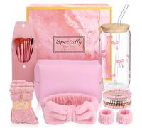 Regalos para Niñas 9 10 11 12 13 14 15 16 Años, Ideas de rRegalos Juego de Regalos, Cumpleaños de San Valentín Regalos Copas de Vidrio con Paja y Tapa, Calcetines para Cabello de Bolsa Cosmética