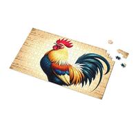 Regalos para niñas de 5 años, gallo colorido sobre fondo de manuscrito antiguo, rompecabezas para niños (1000 piezas)