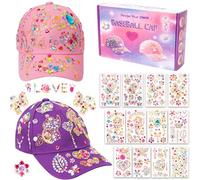 Regalos para niñas DIY gorra de béisbol, 2 piezas de vuelta a la escuela de béisbol con pegatinas joya gorra, las niñas de Navidad regalos de cumpleaños de vuelta a la escuela regalos 4-12 años