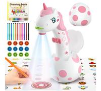 Regalos para niñas niños proyector de dibujos con 96 motivos, proyector de arte de unicornio KETIEE para juguete de dibujo pintura para niñas y niños de 3 4 5 6 7 8 9 años, Blanco