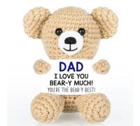 Regalos para papá de parte de hija hijo, regalos de cumpleaños de Navidad para papá, divertido soporte emocional hecho a mano, pepinillo de oso de ganchillo para nuevo papá, suegro, papá, padrastro,