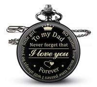Regalos para papá de parte de hija, regalos de cumpleaños para papá, abuelo de hija, esposa, reloj de bolsillo personalizado con cadena, regalos para papá para padrastro, suegro, papá, aniversario de