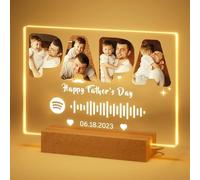 Regalos para papá Papa - Marco de fotos personalizado Spotify placa regalos padres de esposa hijo - Día del Padre, aniversario, cumpleaños, placa musical con luz nocturna para papá de hija