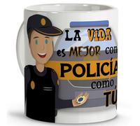 Regalos para policias. Tazas personalizadas con nombre. Tazas originales para regalar. Regalos originales de policia. Taza cerámica 330 ml.