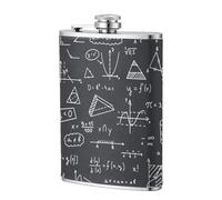 Regalos para profesores de matemáticas,Frasco de acero inoxidable 304 de 8 oz con funda de cuero sintético, frasco de bolsillo para licor plano para exteriores