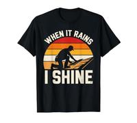Regalos para Trabajadores de techos When it Rains i Shine para Hombres Camiseta gráfica económica, Hombre, Negro, S
