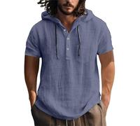 Regalos para veterinarios New Europe and The States Cotton and Linen Shirt Hooded Sweater Short Sleeved Hooded Spring and Summer Casual Men's Beach T Shirt Tube Tops, marine, XXL