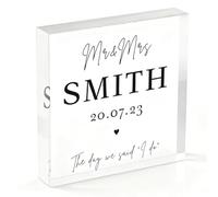 Regalos personalizados de Mr & Mrs - Recuerdo acrílico para el día de la boda - Regalo para primer aniversario - The Day We Said I Do