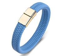 Regalos personalizados Men brazaletes, pulsera de brazalete para hombres pulseras tejidas grabadas para hombres de acero inoxidable con brazalete con cierre magnético, 16.5 centímetros, falso, sin