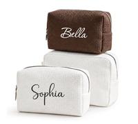 Regalos Personalizados para Las Damas De Honor Neceser De Maquillaje, Neceser De Tela De Rizo con Nombre Bordado A Medida, Organizador De Cosméticos De Viaje para El Cortejo Nupcial