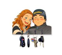 REGALOS PERSONALIZADOS - Portallaves Personalizado para 2 Persona (20x29 cm) - Colgador de Llaves Estilo Ghibli Personalizado - Metacrilato Transparente - Regalos Personalizados - Llaveros con Foto