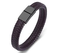 Regalos Personalizados Pulsero de Chorro navideño par Tejido para Hombres Pulseras Cadena de muñeca Acero Inoxidable con Cierre magnético, 16.5 centímetros, Falso, sin circonía