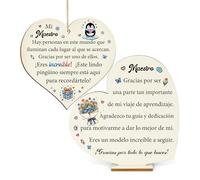 Regalos Pingüino Mamá Madrina Tía Cumpleaños Día Madre Cartel de Madera Adorno Juego de 2 Piezas Papá Abuelo Padre Placas de Corazón Hombres Mujeres Esposa Esposo Navidad Maestro Presentes (Maestro)