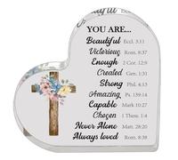 Regalos religiosos de acrílico, recuerdo de corazón acrílico - Adornos navideños en forma de corazón | Pisapapeles de recuerdo de la fe, versículos de la Biblia y regalos espirituales de aliento para