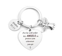 Regalos religiosos, regalos religiosos para mujeres, regalos religiosos para hombres, regalo cristiano, salmos 91:11, llavero de versículo bíblico, bendición de oración, regalos de fe religiosa, Salmo