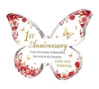 Regalos románticos de aniversario de 1 año para ella y él, 5 x 3.74 x 0.5 pulgadas, decoración de placa acrílica de mariposa, ideas de regalo de papel para novia, novio, esposa, marido