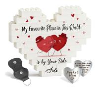 Regalos San Valentin Hombre/Mujer Detalles San Valentín Bloques en Forma de Corazón para Abrazar Moneda de Suerte Regalo Aniversario Pareja para Novia Novio Regalos Boda y Cumpleaños Te Quiero amor