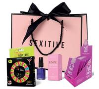 Regalos Sexitive “PRE-WEDDING PARTY” Packaging rosa de lujo. Sex Roulette Party Edition, aceite Love Potion y 10 sobres de Hi!Sex Aphrodisiac. Perfecto para despedir la soltería con placer y diversión