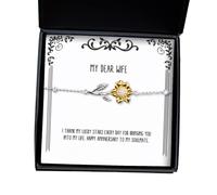 Regalos útiles de la esposa, agradezco a mis estrellas de la suerte todos los días por traerle a mi pulsera de girasol de broma para la esposa del esposo, el regalo de joyería humorística, el regalo