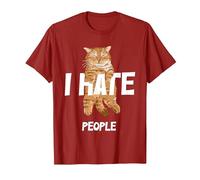 Regalos Vintage para los Amantes de los Gatos, Divertido I Hate People Cat Camiseta, Hombre, Arándano, XL