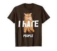 Regalos Vintage para los Amantes de los Gatos, Divertido I Hate People Cat Camiseta, Hombre, Marrón, 3XL
