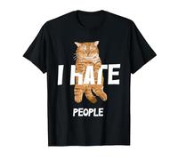 Regalos Vintage para los Amantes de los Gatos, Divertido I Hate People Cat Camiseta, Hombre, Negro, 6XL
