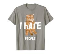 Regalos Vintage para los Amantes de los Gatos, Divertido I Hate People Cat Camiseta, Hombre, Pizarra, M