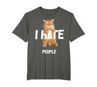 Regalos Vintage para los Amantes de los Gatos, Divertido I Hate People Cat Camiseta, Hombre Tallas Grandes, Asfalto, 5X Alto