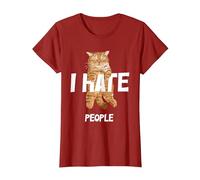 Regalos Vintage para los Amantes de los Gatos, Divertido I Hate People Cat Camiseta, Mujer, Arándano, 3XL