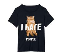 Regalos Vintage para los Amantes de los Gatos, Divertido I Hate People Cat Camiseta, Mujer Tallas Grandes, Negro, 3XL Grande