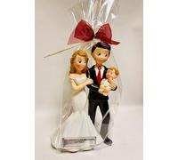 RegalosDeBodaOnline Figura Boda Novios con Bebé Hijo Hija GRABADA Personalizada con Nombres y Fecha para Pastel