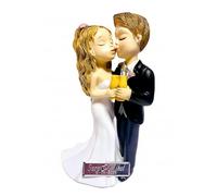 RegalosDeBodaOnline Figura Boda Tarta Novios Rubios GRABADA Muñecos Personalizados para Pastel Originales y Divertidos