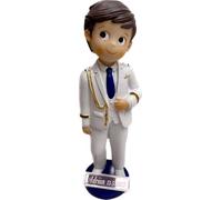 RegalosDeBodaOnline Figura Primera Comunión Niño Tarta GRABADA Muñeco Almirante Traje Blanco Personalizado Figuras Pastel