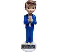 RegalosDeBodaOnline Figura Primera Comunión Niño Tarta GRABADA Muñeco con Traje Azul Marino Personalizado Figuras Pastel