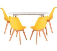 RegalosMiguel Conjunto Mesa Tower Rectangular 120 x 80 cm Blanca y Pack 4 Sillas Synk Basic