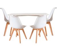 RegalosMiguel Conjunto Mesa Tower Rectangular 120 x 80 cm Blanca y Pack 4 Sillas Synk Basic - Blanco