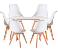 RegalosMiguel Conjunto Mesa Tower Rectangular 120 x 80 cm Blanca y Pack 6 Sillas Synk Basic - Blanco