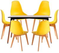 RegalosMiguel Conjunto Mesa Tower Rectangular 120 x 80 cm Negra y Pack 6 Sillas Kelen