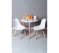 RegalosMiguel Conjunto Mesa Tower Redonda 80 cm Blanca y Pack 2 Sillas Kelen - Blanco