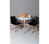 RegalosMiguel Conjunto Mesa Tower Redonda 80 cm Blanca y Pack 2 Sillas Synk Basic - Negro