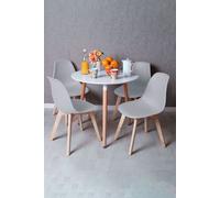 RegalosMiguel Conjunto Mesa Tower Redonda 80 cm Blanca y Pack 4 Sillas Kelen - Gris