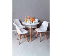 RegalosMiguel Conjunto Mesa Tower Redonda 80 cm Blanca y Pack 4 Sillas Synk Basic - Blanco