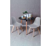 RegalosMiguel Conjunto Mesa Tower Redonda 80 cm Negra y Pack 2 Sillas Kelen - Gris