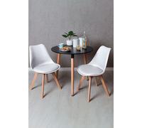 RegalosMiguel Conjunto Mesa Tower Redonda 80 cm Negra y Pack 2 Sillas Synk Basic - Blanco