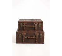 RegalosMiguel Juego de 2 Maletas Almacenaje Decorativas Madera Histo